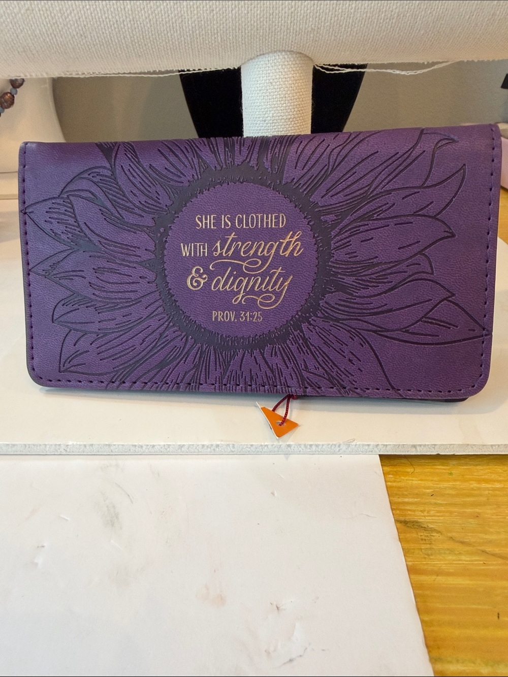 Inspirational Purple Checkbook cover- Strength & Dignity